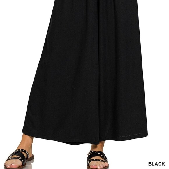 NWT Zenana Woven Pleated Linen Blend Wide Leg Pants - Picture 2 of 3